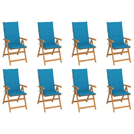 Sillas de jardín reclinables con cojines 8 uds teca maciza by , Garden chairs - Ref: Foro24-3072545, Price: 1,00 €, Discount: %