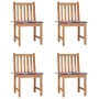 Sillas de jardín 4 unidades madera maciza de teca con cojines de , Sillas de jardín - Ref: Foro24-3073101, Precio: 454,57 €