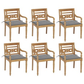 Sillas Batavia 6 unidades madera maciza de teca con cojines de , Sillas de jardín - Ref: Foro24-3073323, Precio: 752,45 €, De...