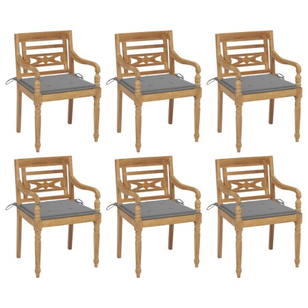 Sillas Batavia 6 unidades madera maciza de teca con cojines von , Gartenstühle - Ref: Foro24-3073323, Preis: 752,45 €, Rabatt: %
