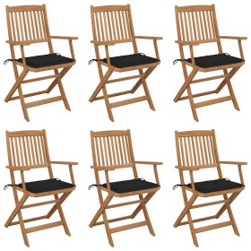 Sillas de jardín plegables 6 uds y cojines madera maciza acacia by , Garden chairs - Ref: Foro24-3074947, Price: 360,05 €, Di...