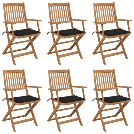 Sillas de jardín plegables 6 uds y cojines madera maciza acacia by , Garden chairs - Ref: Foro24-3074947, Price: 360,05 €, Di...