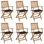 Sillas de jardín plegables 6 uds y cojines madera maciza acacia by , Garden chairs - Ref: Foro24-3074947, Price: 360,05 €, Di...