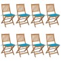 Sillas de jardín plegables 8 uds madera maciza acacia y cojines by , Garden chairs - Ref: Foro24-3075025, Price: 390,10 €, Di...