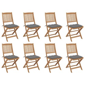 Sillas de jardín plegables 8 uds y cojines madera maciza acacia de , Sillas de jardín - Ref: Foro24-3075129, Precio: 399,91 €...