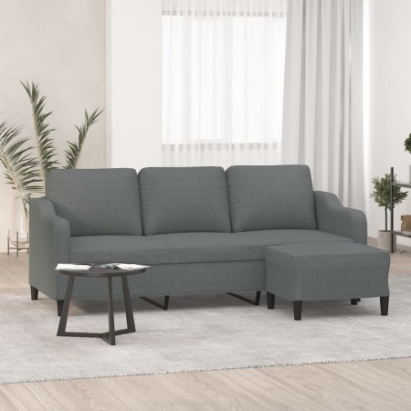 Sofá de 3 plazas con taburete de tela gris oscuro 180 cm by , Sofas - Ref: Foro24-3201136, Price: 313,85 €, Discount: %
