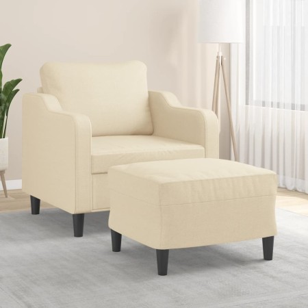 Sillón con taburete tela crema 60 cm de , Sofás - Ref: Foro24-3201129, Precio: 212,97 €, Descuento: %