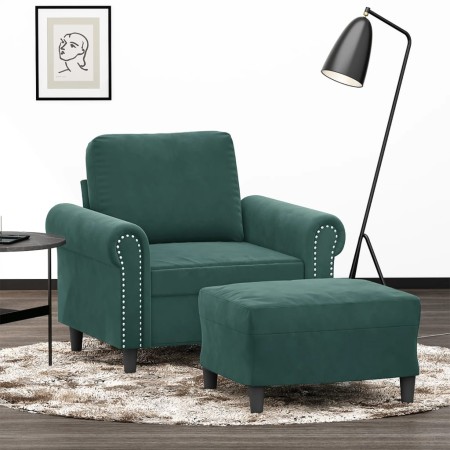 Sillón con taburete terciopelo verde oscuro 60 cm von , Sofas - Ref: Foro24-3201207, Preis: 216,37 €, Rabatt: %