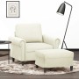 Sillón con taburete terciopelo crema 60 cm by , Sofas - Ref: Foro24-3201213, Price: 221,44 €, Discount: %