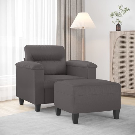 Sillón con taburete cuero sintético gris 60 cm by , Sofas - Ref: Foro24-3201239, Price: 207,08 €, Discount: %