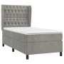 Cama box spring con colchón terciopelo gris claro 90x190 cm