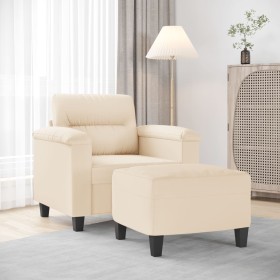 Sillón con taburete tela de microfibra beige 60 cm de , Sofás - Ref: Foro24-3201230, Precio: 211,59 €, Descuento: %