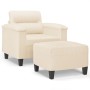 Sillón con taburete tela de microfibra beige 60 cm by , Sofas - Ref: Foro24-3201230, Price: 211,59 €, Discount: %