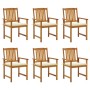 Sillas de jardín y cojines 6 unidades madera maciza de acacia by , Garden chairs - Ref: Foro24-3078153, Price: 471,75 €, Disc...