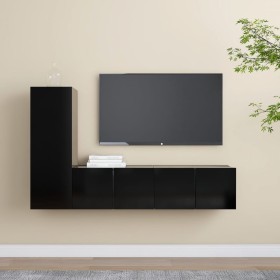 Set de muebles de salón TV 3 pzas madera de ingeniería negro by , TV Furniture - Ref: Foro24-3078778, Price: 121,31 €, Discou...