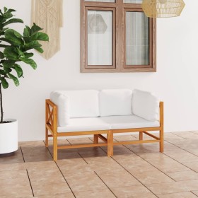 Sofá de jardín de 2 plazas con cojines madera maciza de teca de , Conjuntos de jardín - Ref: Foro24-3087206, Precio: 369,81 €...