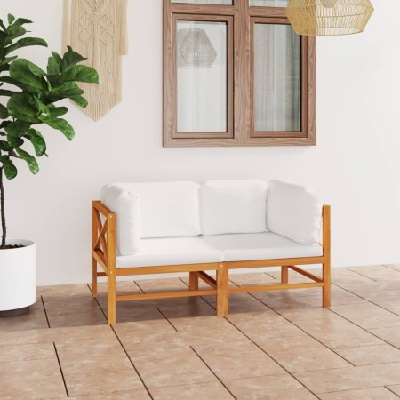 Sofá de jardín de 2 plazas con cojines madera maciza de teca de , Conjuntos de jardín - Ref: Foro24-3087206, Precio: 369,81 €...