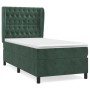 Cama box spring con colchón terciopelo verde oscuro 90x200 cm