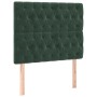 Cama box spring con colchón terciopelo verde oscuro 90x200 cm