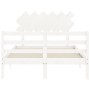 Weißer Massivholzbettrahmen mit Kopfteil 120x200 cm von vidaXL, Betten und Lattenroste - Ref: Foro24-3195282, Preis: 122,33 €...