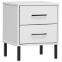Mesita de noche patas de metal madera maciza pino blanca OSLO de , Mesitas de noche - Ref: Foro24-350975, Precio: 79,74 €, De...