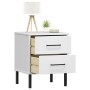 Mesita de noche patas de metal madera maciza pino blanca OSLO de , Mesitas de noche - Ref: Foro24-350975, Precio: 79,74 €, De...