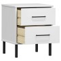 Mesita de noche patas de metal madera maciza pino blanca OSLO de , Mesitas de noche - Ref: Foro24-350975, Precio: 79,74 €, De...
