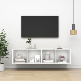 Mueble TV pared contrachapada blanco brillo 37x37x142,5 cm by , TV Furniture - Ref: Foro24-805495, Price: 67,17 €, Discount: %