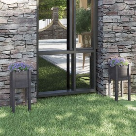 Jardineras 2 unidades madera maciza de pino gris 31x31x70 cm by , Pots and planters - Ref: Foro24-810784, Price: 38,28 €, Dis...