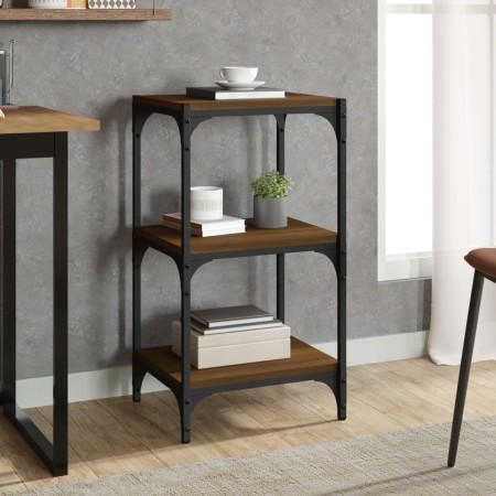 Estantería contrachapada y acero roble marrón 40x33x70,5 cm de , Librerías y estanterías - Ref: Foro24-819311, Precio: 44,77 €