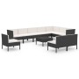 Set de muebles de jardín 11 pzas cojines ratán sintético negro by , Garden sets - Ref: Foro24-3094452, Price: 951,58 €, Disco...