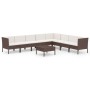 Set muebles de jardín 9 pzas y cojines ratán sintético marrón by , Garden sets - Ref: Foro24-3094459, Price: 684,10 €, Discou...
