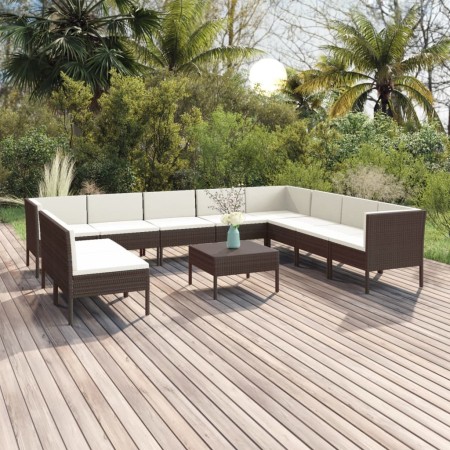 Set muebles de jardín 11 pzas y cojines ratán sintético marrón von , Gartensets - Ref: Foro24-3094471, Preis: 854,90 €, Rabat...