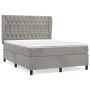 Cama box spring con colchón terciopelo gris claro 140x190 cm
