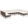 Set muebles de jardín 9 pzas y cojines ratán sintético marrón de , Conjuntos de jardín - Ref: Foro24-3094595, Precio: 727,55 ...
