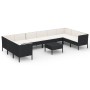 Set de muebles de jardín 11 pzas cojines ratán sintético negro de , Conjuntos de jardín - Ref: Foro24-3094632, Precio: 976,82...