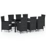 Set comedor de jardín 9 piezas y cojines ratán sintético negro by , Garden sets - Ref: Foro24-3094846, Price: 650,94 €, Disco...