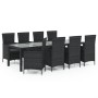 Set comedor de jardín 9 piezas y cojines ratán sintético negro de , Conjuntos de jardín - Ref: Foro24-3094871, Precio: 779,92...