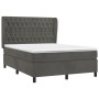 Cama box spring con colchón terciopelo gris oscuro 140x190 cm
