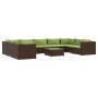 Set muebles de jardín 10 pzas y cojines ratán sintético marrón de , Conjuntos de jardín - Ref: Foro24-3101980, Precio: 1,00 €...