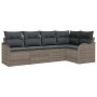 Conjunto de sofá de jardín con cojín 5 pcs Gris Poliratán