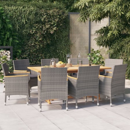 Juego de comedor de jardín 9 piezas con cojines gris de , Conjuntos de jardín - Ref: Foro24-3103587, Precio: 832,31 €, Descue...