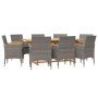 Juego de comedor de jardín 9 piezas con cojines gris de , Conjuntos de jardín - Ref: Foro24-3103587, Precio: 832,31 €, Descue...