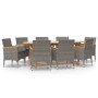Juego de comedor de jardín 9 piezas con cojines gris by , Garden sets - Ref: Foro24-3103601, Price: 947,94 €, Discount: %