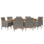 Juego de comedor de jardín 9 piezas con cojines gris by , Garden sets - Ref: Foro24-3103601, Price: 947,94 €, Discount: %