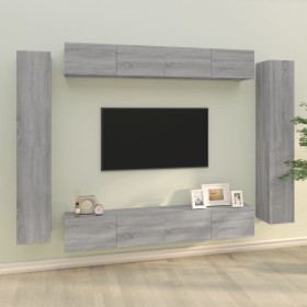 Set de muebles para TV 8 pzas madera contrachapada gris Sonoma de , Muebles TV - Ref: Foro24-3114300, Precio: 376,26 €, Descu...