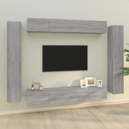 Set de muebles para TV 8 pzas madera contrachapada gris Sonoma de , Muebles TV - Ref: Foro24-3114300, Precio: 397,12 €, Descu...