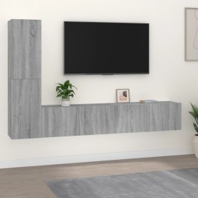 Set de muebles para TV 4 pzas madera contrachapada gris Sonoma de , Muebles TV - Ref: Foro24-3114316, Precio: 134,35 €, Descu...