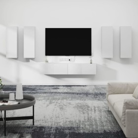 Set de muebles para TV 6 piezas madera contrachapada blanco de , Muebles TV - Ref: Foro24-3114342, Precio: 300,42 €, Descuent...
