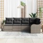 Conjunto de sofá de jardín con cojín 5 pcs Gris Poliratán